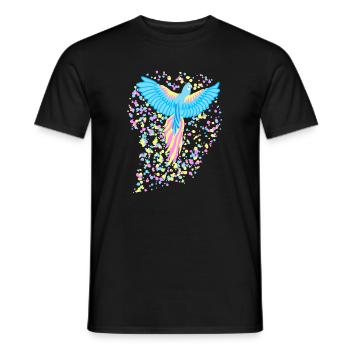 Paradiesvogel, Fantasievogel, Papagei, Flecken - Männer T-Shirt - Schwarz - Vorne - AI Model Male 178 light (178cm)