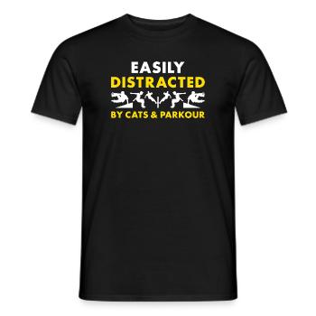 Traceur Easily Distracted By Cats And Parkour - Men's T-Shirt - black - Front - AI Model Male 178 light (178cm)