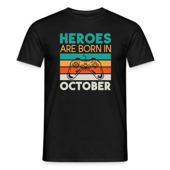 Les héros naissent en octobre - Gamer Design - T-shirt homme - noir - Devant - AI Model Male 178 light (178cm)