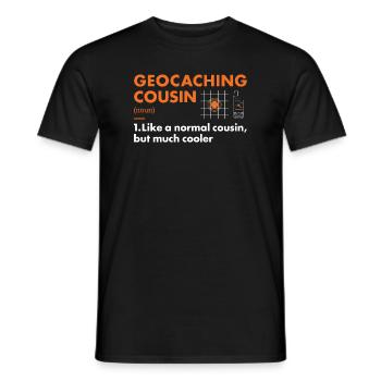 Geocacher Cousin Definition Geocaching - Men's T-Shirt - black - Front - AI Model Male 178 light (178cm)