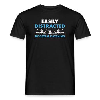 Kayaker Easily Distracted By Cats And Kayaking - Männer T-Shirt - Schwarz - Vorne - AI Model Male 178 light (178cm)