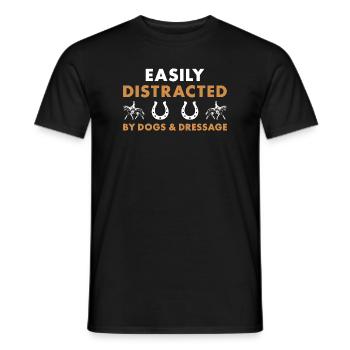 Cavalier facilement distrait par les chiens et le dressage - T-shirt homme - noir - Devant - AI Model Male 178 light (178cm)