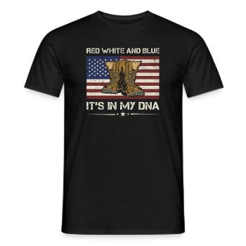 Red White And Blue It's In My Dna Army Veteran - Männer T-Shirt - Schwarz - Vorne - AI Model Male 178 light (178cm)