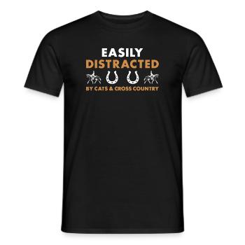 Rider Easily Distracted By Cats And Cross Country - Men's T-Shirt - black - Front - AI Model Male 178 light (178cm)