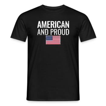 American And Proud USA Flag American - Men's T-Shirt - black - Front - AI Model Male 178 light (178cm)