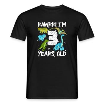 Three 3 years 3rd birthday 3 years, dinosaur - Men's T-Shirt - black - Front - AI Model Male 178 light (178cm)