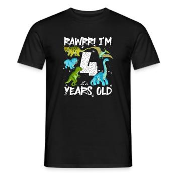 Vier 4 Jahre 4. Geburtstag 4 Jahre, Dinosaurier - Männer T-Shirt - Schwarz - Vorne - AI Model Male 178 light (178cm)