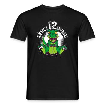 Level 12 Jahre, 12. Geburtstag Gamer Dino T-Rex - Männer T-Shirt - Schwarz - Vorne - AI Model Male 178 light (178cm)