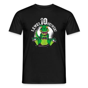 Level 10 Jahre, 10. Geburtstag Gamer Dino T-Rex - Männer T-Shirt - Schwarz - Vorne - AI Model Male 178 light (178cm)