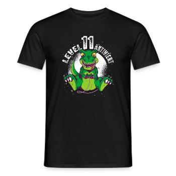 Level 11 Jahre, 11. Geburtstag Gamer Dino T-Rex - Männer T-Shirt - Schwarz - Vorne - AI Model Male 178 light (178cm)