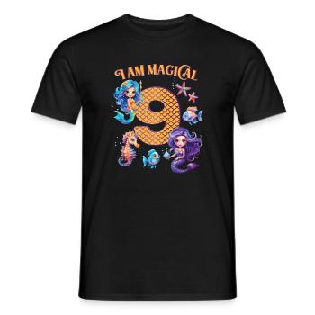 Meerjungfrau Geburtstag 9 Jahre - Männer T-Shirt - Schwarz - Vorne - AI Model Male 178 light (178cm)