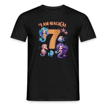 Mermaid Anniversaire 9 ans - T-shirt homme - noir - Devant - AI Model Male 178 light (178cm)