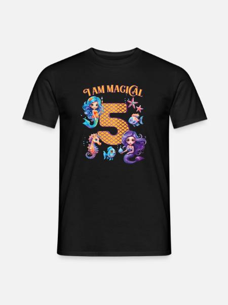 Mermaid Birthday 5 years - Men's T-Shirt - black