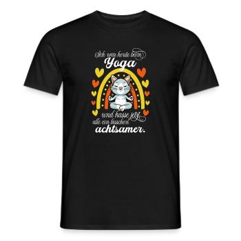 Yoga Katze - Männer T-Shirt - Schwarz - Vorne - AI Model Male 178 light (178cm)