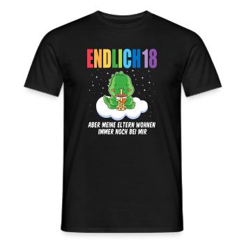 Endlich 18 Dino auf Wolke - Männer T-Shirt - Schwarz - Vorne - AI Model Male 178 light (178cm)