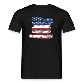 Reader Us Flag Reading - Men's T-Shirt - black - Front - AI Model Male 178 light (178cm)