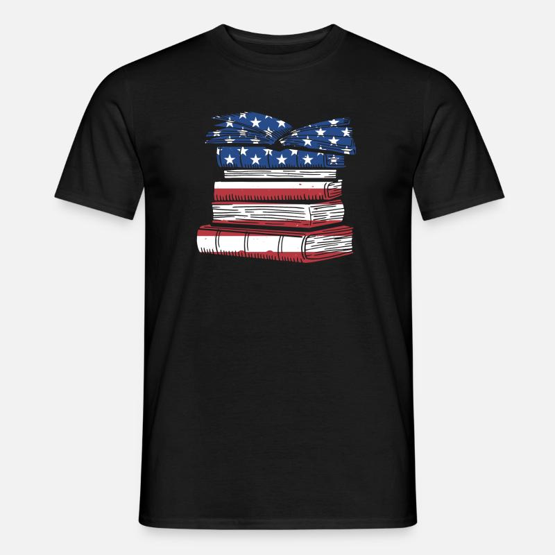 Reader Us Flag Reading - Männer T-Shirt - Schwarz