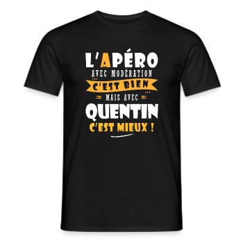 Quentin Cadeau Humour personnalisé cadeau quentin - T-shirt homme - noir - Devant - AI Model Male 178 light (178cm)