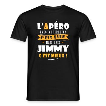 Jimmy Cadeau Humour personnalisé cadeau jimmy - T-shirt homme - noir - Devant - AI Model Male 178 light (178cm)
