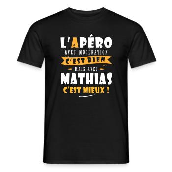 Mathias Cadeau Humour personnalisé cadeau mathias - T-shirt homme - noir - Devant - AI Model Male 178 light (178cm)