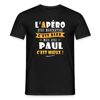Paul Cadeau Humour personnalisé cadeau paul - T-shirt homme - noir - Devant - AI Model Male 178 light (178cm)