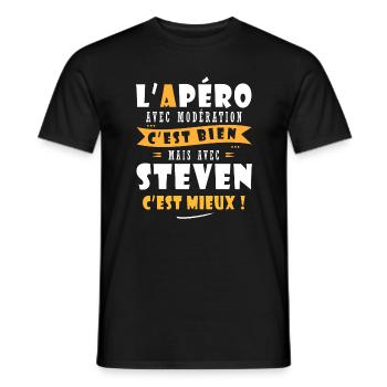 Steven Cadeau Humour personnalisé cadeau steven - T-shirt homme - noir - Devant - AI Model Male 178 light (178cm)