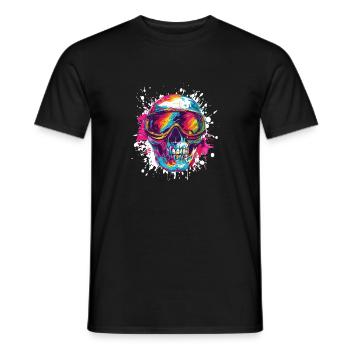 Ski Ski Goggles Skull - Men's T-Shirt - black - Front - AI Model Male 178 light (178cm)
