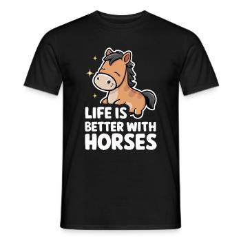 Pferd Pferde Reiten Pferdereiten Sprungreiten - Männer T-Shirt - Schwarz - Vorne - AI Model Male 178 light (178cm)