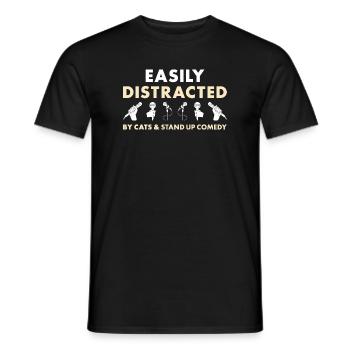 Comedian Distracted By Cats And Stand Up Comedy - Men's T-Shirt - black - Front - AI Model Male 178 light (178cm)