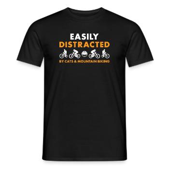 Biker Distracted By Cats And Mountain Biking - Men's T-Shirt - black - Front - AI Model Male 178 light (178cm)