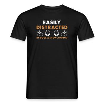 Le sauteur facilement distrait par les chiens et le saut d’obstacles - T-shirt homme - noir - Devant - AI Model Male 178 light (178cm)