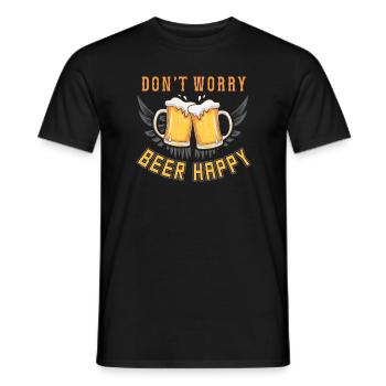 DON’T WORRY BEER HAPPY T-shirt drôle - T-shirt homme - noir - Devant - AI Model Male 178 light (178cm)