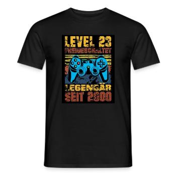 LEVEL 23, 23.Geburtstag, Legendär seit 2000 - Männer T-Shirt - Schwarz - Vorne - AI Model Male 178 light (178cm)