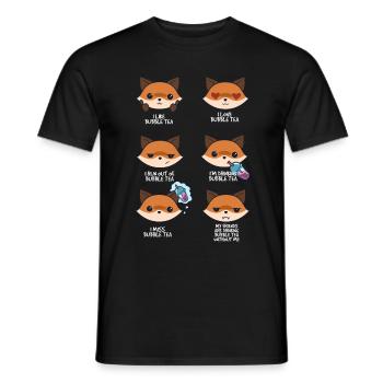 Fox and Bubble Tea - Men's T-Shirt - black - Front - AI Model Male 178 light (178cm)