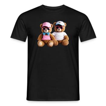 Couple de nounours cool - T-shirt homme - noir - Devant - AI Model Male 178 light (178cm)