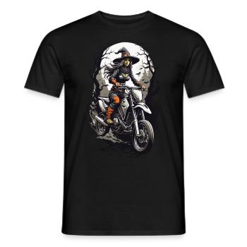 Cool Witches Biker Motorcycle Halloween on Wheels - Men's T-Shirt - black - Front - AI Model Male 178 light (178cm)