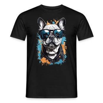 Cool Dog - Bouledogue français élégant - T-shirt homme - noir - Devant - AI Model Male 178 light (178cm)