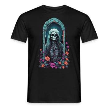 Gothic Pastel Skeleton Lady Victorian Halloween - Men's T-Shirt - black - Front - AI Model Male 178 light (178cm)