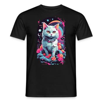 Mystic Pastel Goth Katze Aesthetic Nacht - Männer T-Shirt - Schwarz - Vorne - AI Model Male 178 light (178cm)