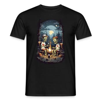 Zombie Camping Halloween Spooky Feu de camp - T-shirt homme - noir - Devant - AI Model Male 178 light (178cm)