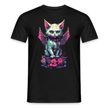 Goth Cat Vampire Demons Aesthetic - Men's T-Shirt - black - Front - AI Model Male 178 light (178cm)