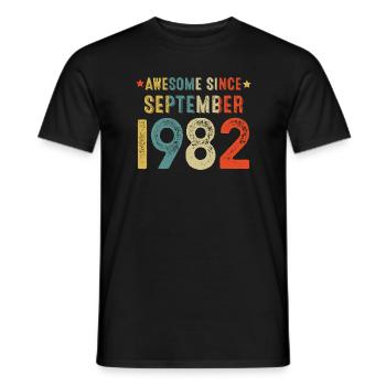 Septembre 1982 - cadeau du 40e anniversaire. Génial. - T-shirt homme - noir - Devant - AI Model Male 178 light (178cm)
