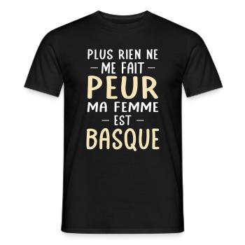 Rien ne me fait peur ma femme est Basque - T-shirt homme - noir - Devant - AI Model Male 178 light (178cm)