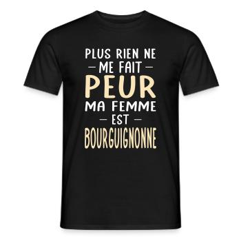 Rien ne me fait peur ma femme est Bourguignonne - T-shirt homme - noir - Devant - AI Model Male 178 light (178cm)