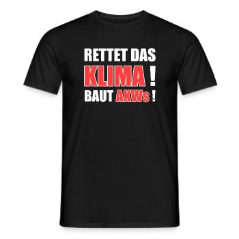 Klimawandel Atomkraft Rettet Das Klima. Baut AKWs! - Männer T-Shirt - Schwarz - Vorne - AI Model Male 178 light (178cm)