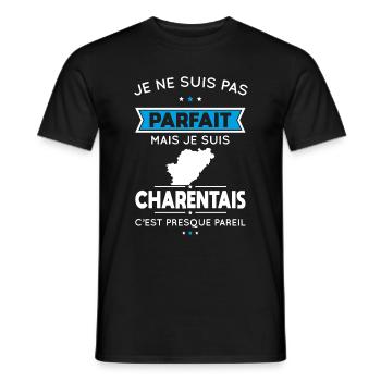 Je ne suis pas parfait mais je suis Charentais - T-shirt homme - noir - Devant - AI Model Male 178 light (178cm)