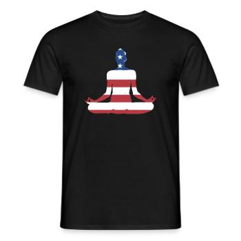 Yogi Us Flag Yoga - Männer T-Shirt - Schwarz - Vorne - AI Model Male 178 light (178cm)