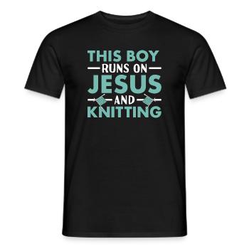 Tricoteuse Ce garçon court sur Jésus et tricot - T-shirt homme - noir - Devant - AI Model Male 178 light (178cm)