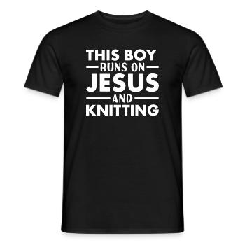 Tricoteuse Ce garçon court sur Jésus Tricot - T-shirt homme - noir - Devant - AI Model Male 178 light (178cm)