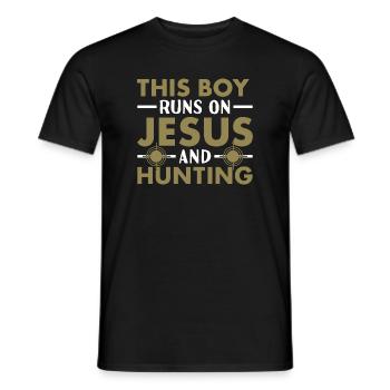 Chasseur Ce garçon court sur Jésus et chasse - T-shirt homme - noir - Devant - AI Model Male 178 light (178cm)